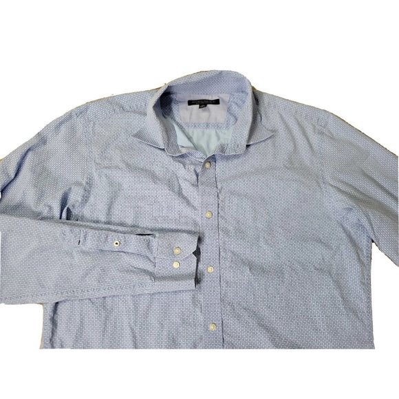 Banana Republic Soft Wash Slim Fit Men's M Blue Geometric Casual Button Shirt LS - Picture 1 of 10